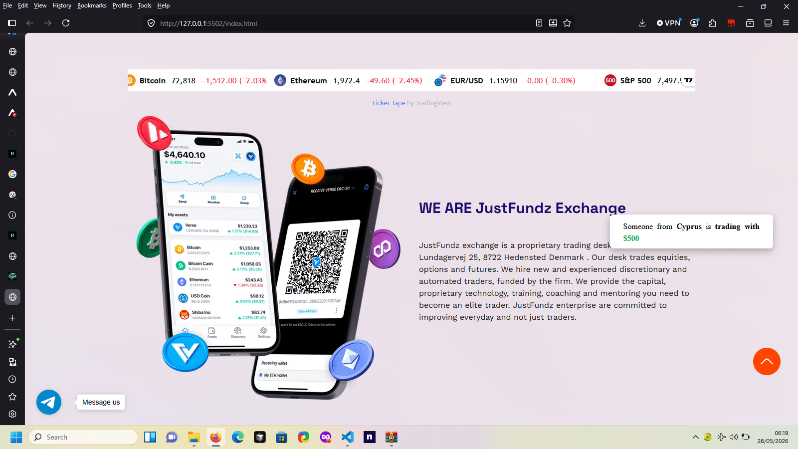 Crypto exchange website preview
