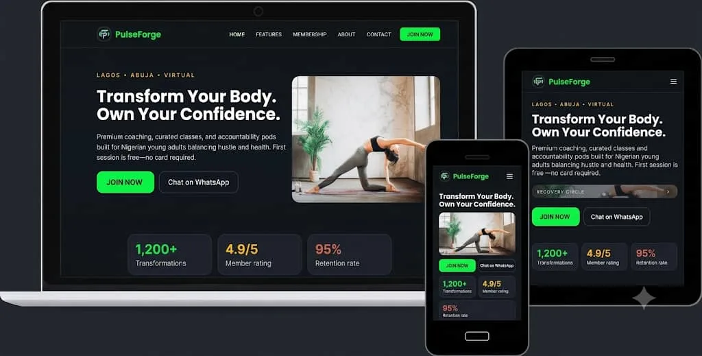 Gym website preview