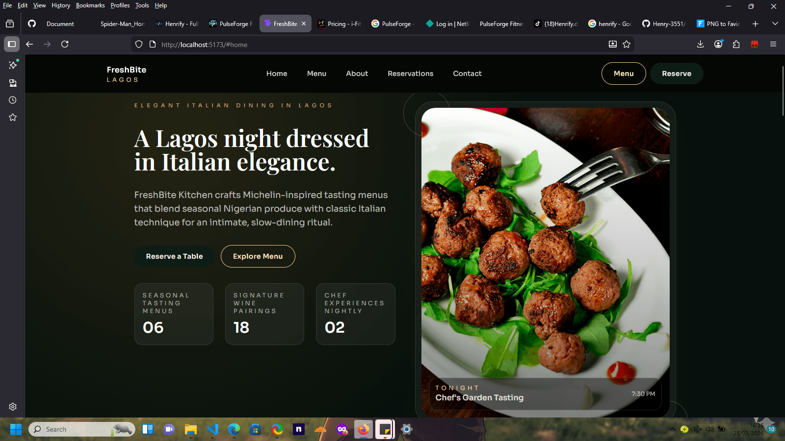 Italian restaurant website preview