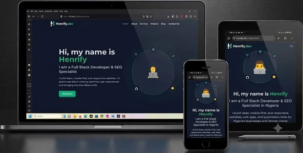 Portfolio website preview