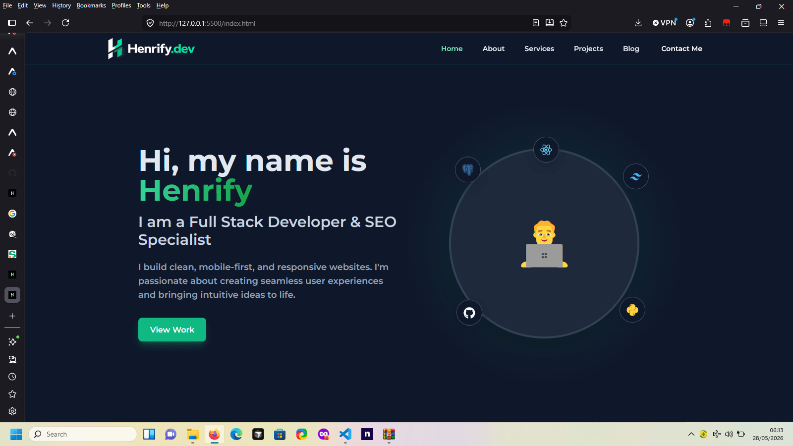 Portfolio website preview
